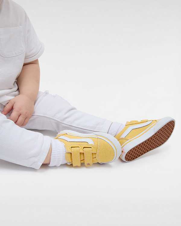 Yellow Kids' Vans Old Skool Hook And Loop (1-4 Years) Sneakers Canada | VN4567902