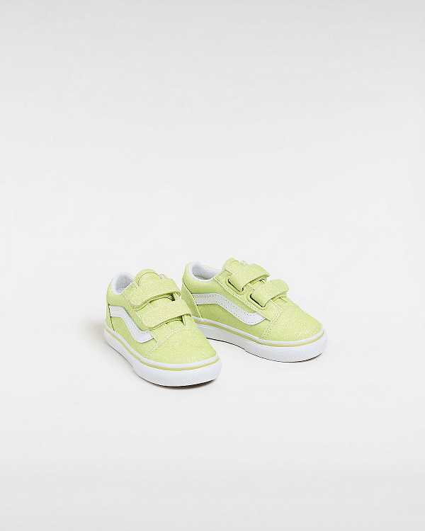 Yellow Kids' Vans Old Skool Hook and Loop Glitter (1-4 Years) Sneakers Canada | VN1325086