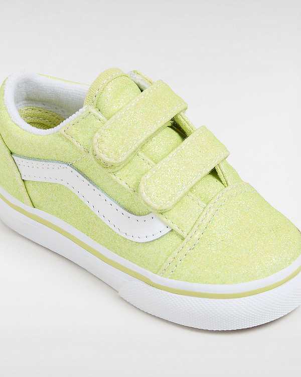 Yellow Kids' Vans Old Skool Hook and Loop Glitter (1-4 Years) Sneakers Canada | VN1325086