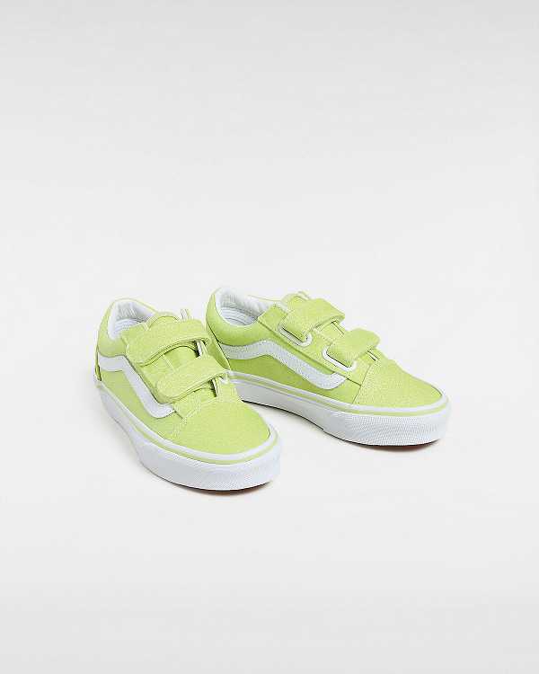 Yellow Kids' Vans Old Skool Hook and Loop Glitter (4-8 years) Sneakers Canada | VN8216439