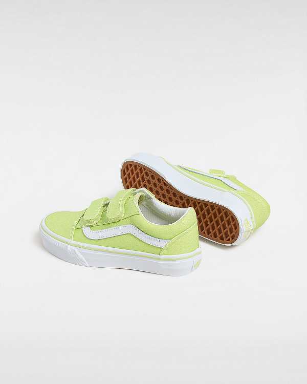 Yellow Kids' Vans Old Skool Hook and Loop Glitter (4-8 years) Sneakers Canada | VN8216439