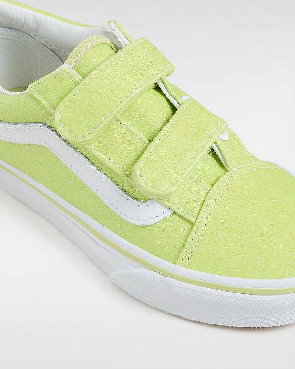 Yellow Kids' Vans Old Skool Hook and Loop Glitter (4-8 years) Sneakers Canada | VN8216439