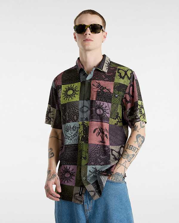 Yellow Men Vans Camp Classic Collar Shirts Canada | VN7681945