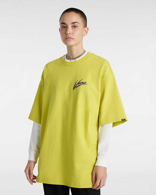 Yellow Men Vans Dettori Loose Fit T Shirts Canada | VN5849126